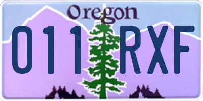OR license plate 011RXF
