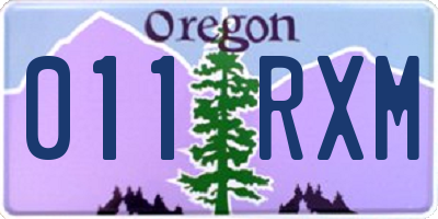 OR license plate 011RXM