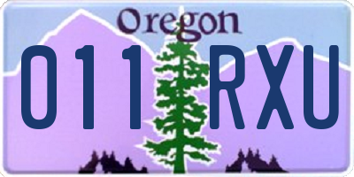 OR license plate 011RXU