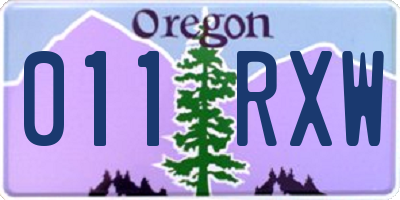 OR license plate 011RXW