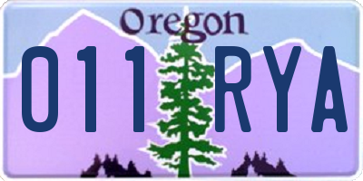 OR license plate 011RYA