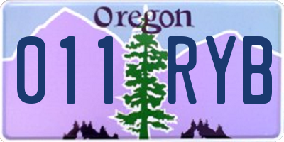 OR license plate 011RYB