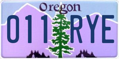 OR license plate 011RYE