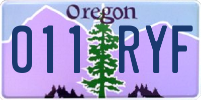 OR license plate 011RYF
