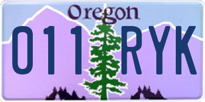 OR license plate 011RYK