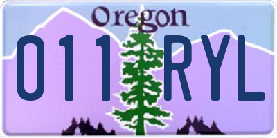 OR license plate 011RYL
