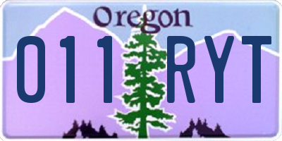 OR license plate 011RYT