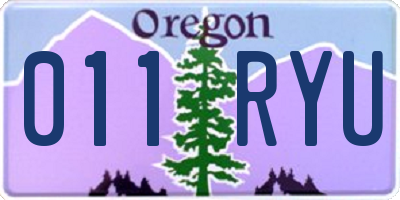 OR license plate 011RYU