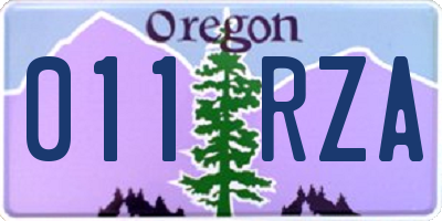 OR license plate 011RZA