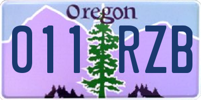 OR license plate 011RZB