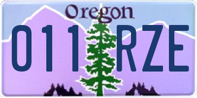 OR license plate 011RZE