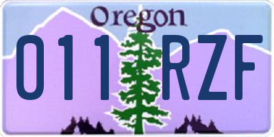 OR license plate 011RZF