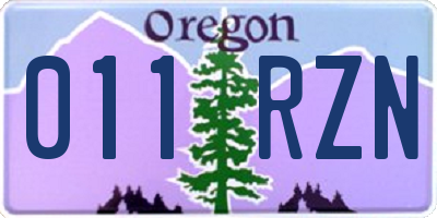 OR license plate 011RZN