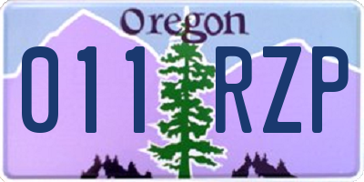 OR license plate 011RZP