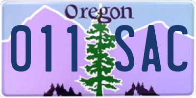 OR license plate 011SAC
