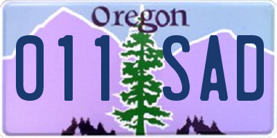 OR license plate 011SAD