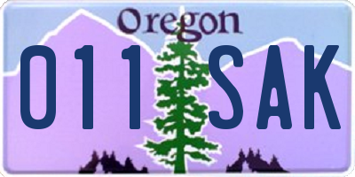 OR license plate 011SAK