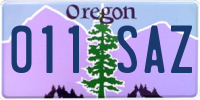 OR license plate 011SAZ