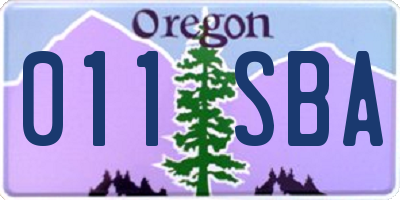 OR license plate 011SBA