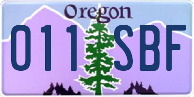 OR license plate 011SBF