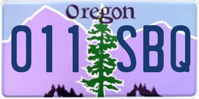 OR license plate 011SBQ
