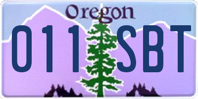 OR license plate 011SBT