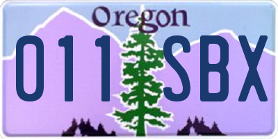 OR license plate 011SBX