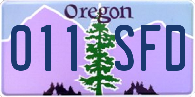OR license plate 011SFD
