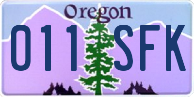 OR license plate 011SFK