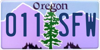 OR license plate 011SFW