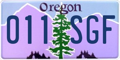 OR license plate 011SGF