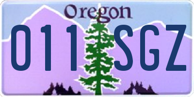 OR license plate 011SGZ