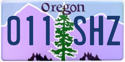 OR license plate 011SHZ