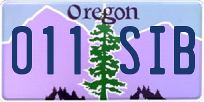 OR license plate 011SIB