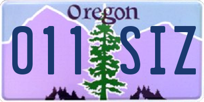 OR license plate 011SIZ