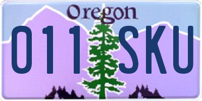 OR license plate 011SKU