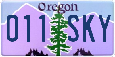 OR license plate 011SKY