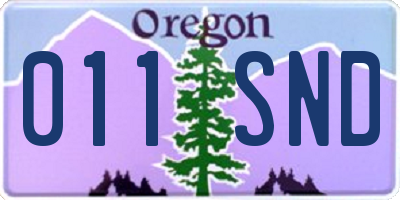 OR license plate 011SND