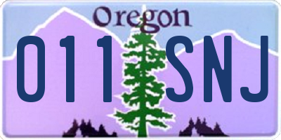 OR license plate 011SNJ