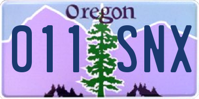 OR license plate 011SNX