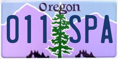 OR license plate 011SPA