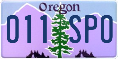 OR license plate 011SPO