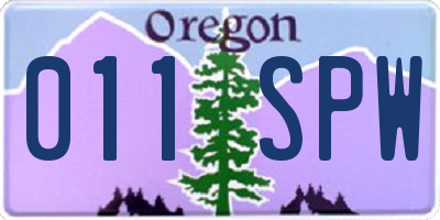 OR license plate 011SPW