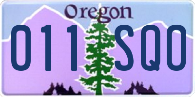 OR license plate 011SQO