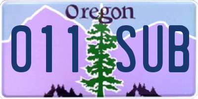 OR license plate 011SUB