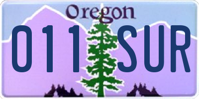 OR license plate 011SUR