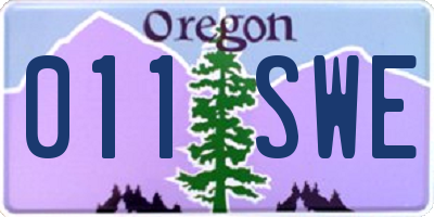 OR license plate 011SWE