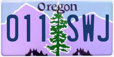 OR license plate 011SWJ