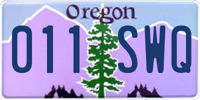 OR license plate 011SWQ