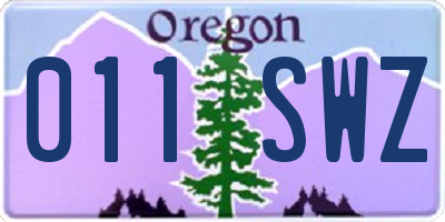 OR license plate 011SWZ